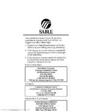 Mercury 1996 Sable Manual
