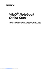 Sony VAIO PCG-FXA33 Quick Start Manual