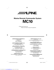 Alpine MC10 Operating Instructions Manual