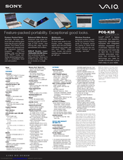 Sony PCG-K35 - VAIO - Mobile Pentium 4 3.06 GHz Specifications