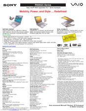 Sony VAIO SuperSlim Pro PCG-R505GC Series Specifications