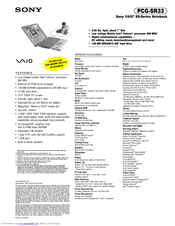 Sony VAIO PCG-SR33 Specifications