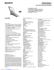 Sony VAIO PCG-XG28 Specifications