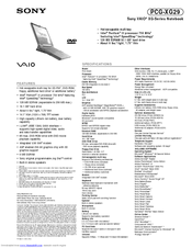 Sony VAIO PCG-XG29 Specifications
