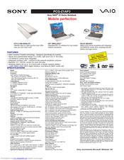 Sony PCG-Z1AP3 VAIO Specifications