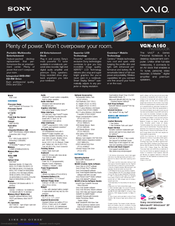 Sony VGN-A160 VAIO User Guide  (primary manual) Specifications