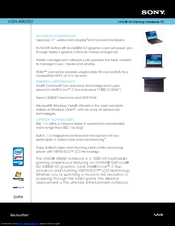 Sony VAIO VGN-AR650U Specifications