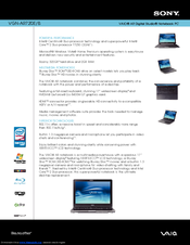 Sony VGN-AR720E - VAIO - Core 2 Duo GHz Specifications