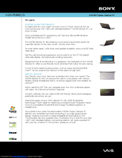 Sony VGN-P688E - VAIO P Series Specifications