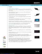 Sony VGN-P698E - VAIO P Series Specifications