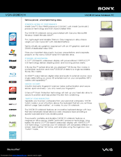 Sony VAIO VGN-SR280Y Specifications