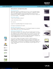 Sony VGNSR490DCB - VAIO SR Series Specifications