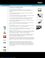 Sony VAIO VGN-SR490PDB Specifications