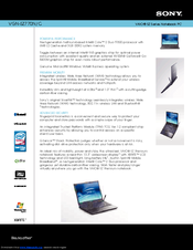 Sony VGN-SZ770N - VAIO SZ Series Specifications