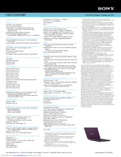 Sony VAIO VGN-TZ290NBR Specifications