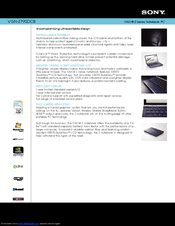 Sony VGNZ790DCB - VAIO Z Series Specifications