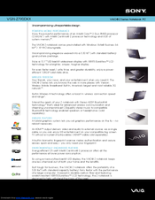 Sony VAIO VGN-Z790DKX Specifications