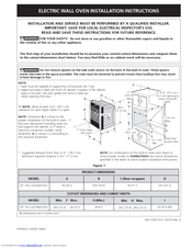 Electrolux E30EW75ESS Installation Instructions Manual