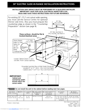 Electrolux EW30ES6CGW Installation Instructions Manual