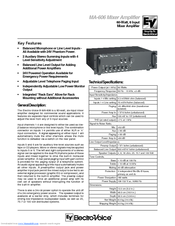 Electro-Voice MA-606 Technical Specifications