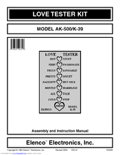 Elenco Electronics AK-500/K-39 Assembly And Instruction Manual