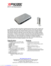 Encore ENTC-1000 Specifications