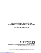Cabletron Systems MT8 Installation Manual