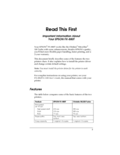 Epson FX-880T Important Information Manual