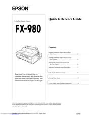 Epson C276001 - FX 980 B/W Dot-matrix Printer Quick Reference Manual