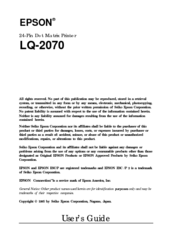 Epson 2070 - LQ B/W Dot-matrix Printer User Manual