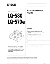 Epson 570e - LQ B/W Dot-matrix Printer Quick Reference Manual