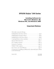 Epson Stylus C44 Series Software Installation Manual