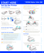 Epson C380045HA - Stylus Color 980 Inkjet Printer Quick Start