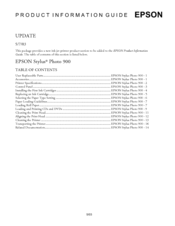 Epson C11C501061 - Stylus Photo 900 Color Inkjet Printer Product Information Manual