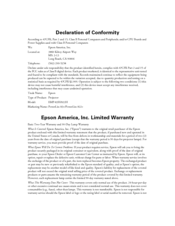 Epson EMP-822H Declaration Of Conformity