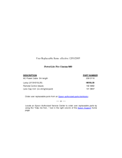 Epson PowerLite Pro Cinema 800 Replacement Parts