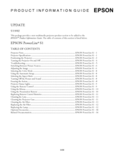 Epson V11H128020 - PowerLite S1 SVGA LCD Projector Product Information Manual
