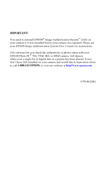 Epson PhotoPC 800 Important Information