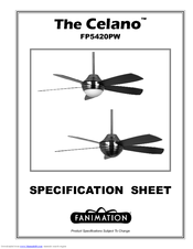 Fanimation The Celano FP5420PW Specification Sheet