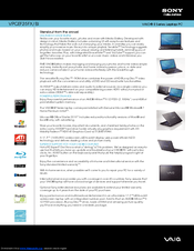 Sony VPCEF25FX Specification Sheet