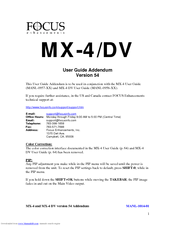 Focus MX-4 DV User Manual Addendum