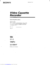 Sony SLV-688HF - Video Cassette Recorder Operating Instructions Manual