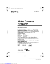 Sony SLV-N99 - Video Cassette Recorder Operating Instructions Manual