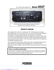Fostex 8347 Owner's Manual