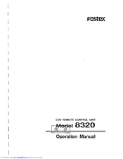 Fostex 8320 Operation Manual
