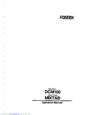 Fostex DCM100 Operation Manual