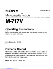 Sony M-717V Primary Operating Instructions Manual