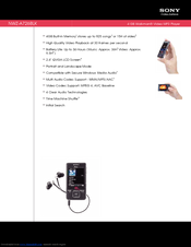 Sony NWZ-A726B Marketing Specifications (Black) Specifications