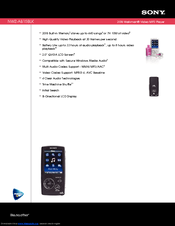 Sony Walkman NWZ-A815BLK Specifications