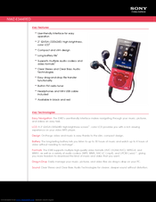 Sony Walkman NWZ-E344RED Specifications